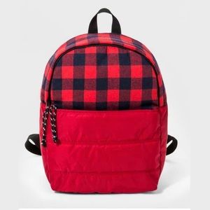 Cat & Jack Quilted Fleece Red Backpack 14 in NWT